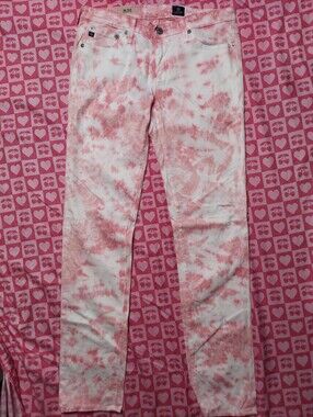 Pink & White Tye Dye Straight Leg Pants